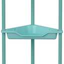 Orimade Rustproof 5 Tier Floor Standing Corner Shower Caddy Organizer, Plastic Metal Splicing Floor Corner Shelf Rack Stands for Bathroom, Blue
