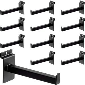 6 Inch Square Tubing Slatwall Shelf Bracket , Heavy Duty Slat Wall Floating Shelf Bracket with Lip, Slatwall Accessories for Retail Display,Garage (12Pcs, Black)