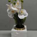 Juinte 1 Pcs Orchids Artificial Flowers in Gold Ceramic Vase 13'' White Fake Flowers Phalaenopsis Faux Orchid for Home Office Wedding Party Dining Room Table Centerpiece Decoration