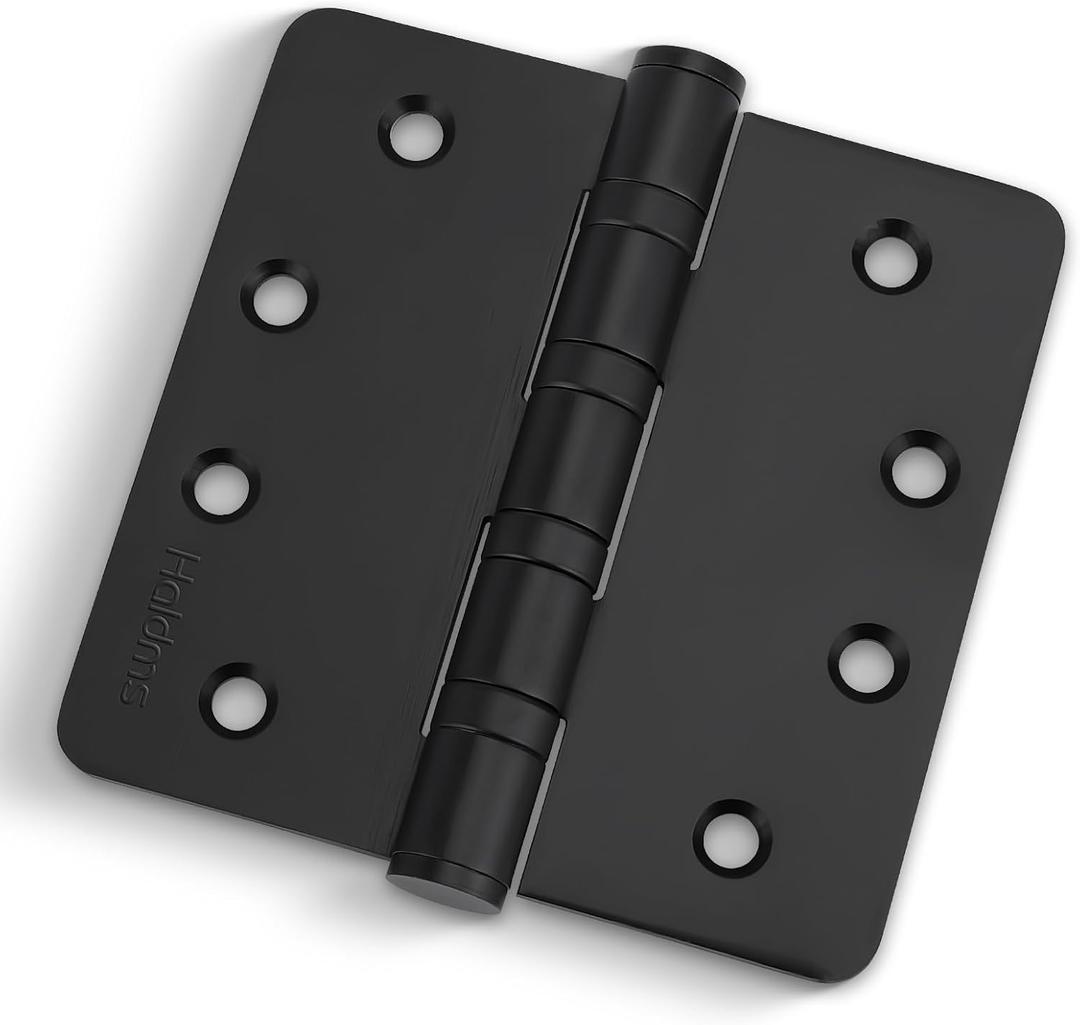 3Pack Haidms Black Door Hinges Heavy Duty Door Hinges Matte Black Ball Bearing Stainless Steel Hinges with 1/4" Radius Corner (1/4'' Radius Corner, Matte Black-3 Pack)