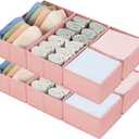 DIMJ Drawer Organizers for Clothing, Set of 8 Dresser Drawer Organizers, Fabric Closet Organizers and Storage, Drawer Dividers for Baby Clothes, Socks, Belt, Tie (Pink)