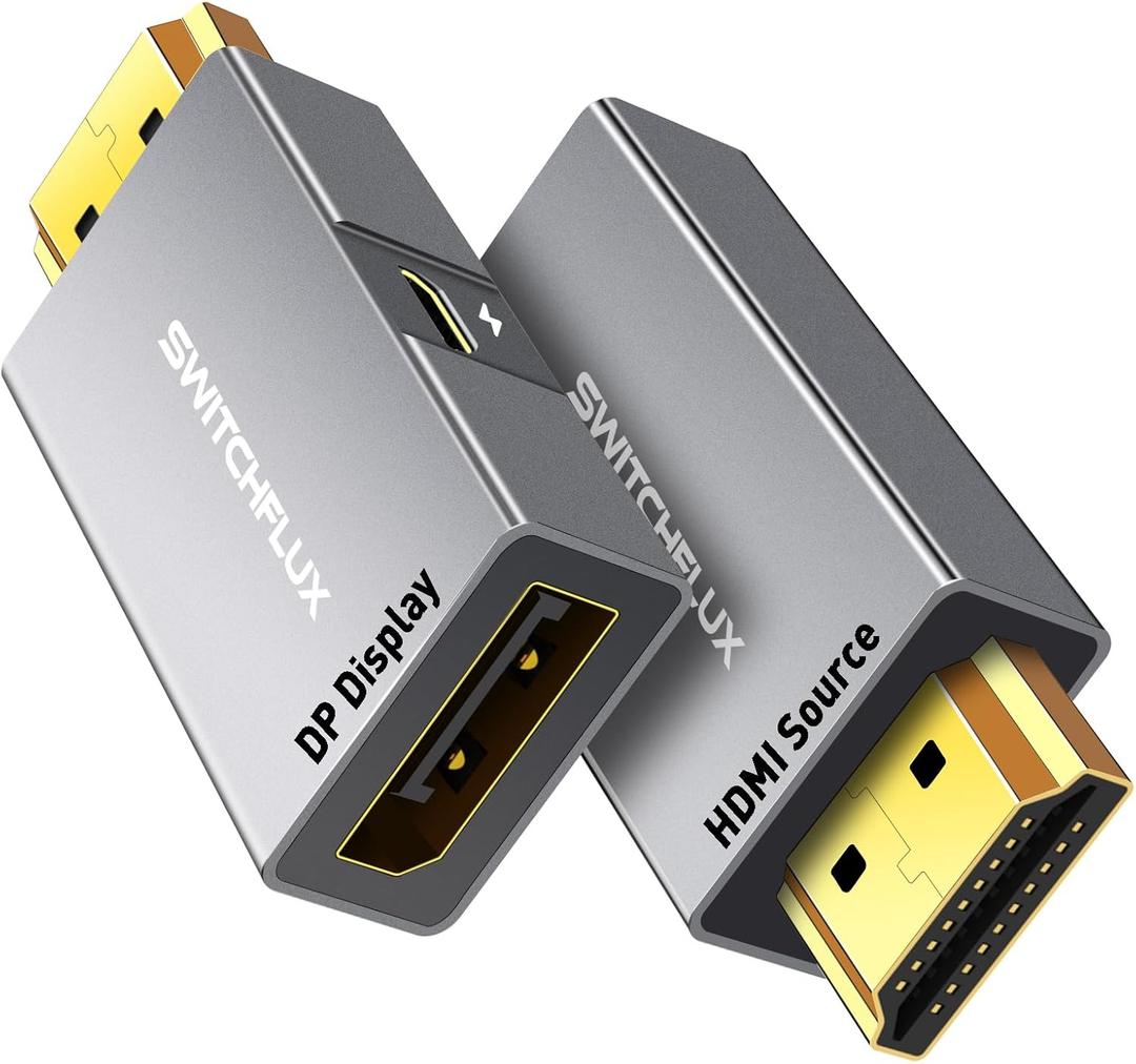 HDMI to DisplayPort Adapter - 4K@60Hz Converter, Aluminium HDMI Male to DP Female Adapter Compatible with PC, Graphics Card, Laptop and More