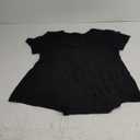 Chvity Womens Plus Size Tops O-Neck Asymmetric Short Sleeve Tunics Lace Blouse Shirts for Summer Casual S-5X, Black XL