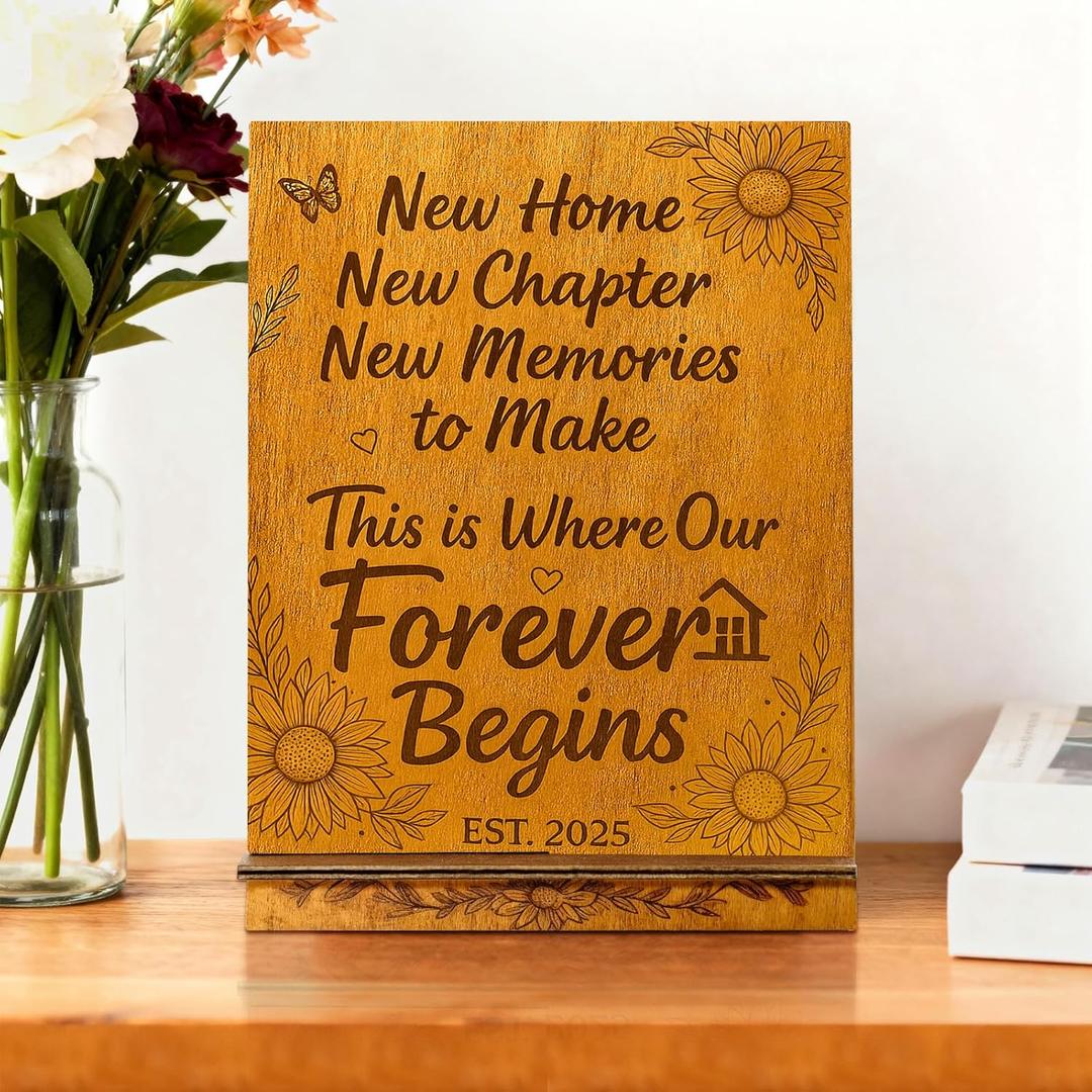 Housewarming Gifts for New Home: New Home/New Chapter/New Memories to Make - Wooden Home Decor Accents for New Homeowners