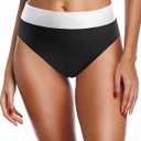 Holipick Black White Swimsuit Bottoms for Women - High Waisted Bikini Bottoms Tie Side Tummy Control Bathing Suit Bottom, Medium