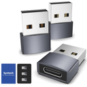 Syntech USB C Female to USB Male Adapter Pack of 3 [Travel Must Haves, Aluminum] USB C to USB Adapter, Type C Charger Cable Power Converter Compatible with iPhone 15 Apple Watch AirPods CarPlay, etc.