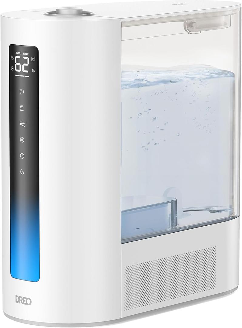 Dreo 6L Humidifier Large Room, Warm & Cool Mist Humidifiers for Bedroom, 60H Runtime, 12H Timer, Top Fill, Humidity Indicator Light, Baby, Plants, Easy Clean, HM713 (White)