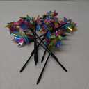Hausse 10 Pack Reflective Pinwheels Wind Spinner, Extra Sparkly Rainbow Pinwheel with Stakes, Bird Repellent Blinder Devices Deterrent to Scare Birds Away from Yard Patio Farm Garden, Colorful