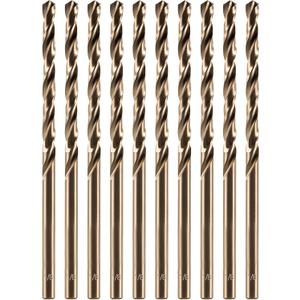 amoolo 1/8" inch Cobalt Drill Bits (10Pcs), M35 HSS Metal Jobber Length Twist Drill Bit Set for Hard Metal, Stainless Steel