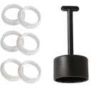 Anmire 6 White Threaded Socket Rings & 1 Black Socket Ring Tool, for Medium Base E26 Sockets, G0601