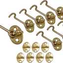 QCAA Forged Brass Cabin Hook Latch & Eye, 2-1/2", Vibrated Brass, 8 Pack