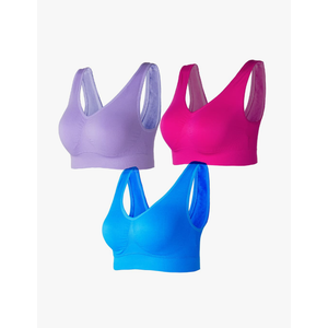 Lemef 3-Pack Seamless Sports Bra Wirefree Yoga Bra with Removable Pads for Women, Size XXXL