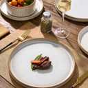 Stoneware Dinnerware Sets, Reactive Glaze Dishes Set for 8 | 24-Piece Ceramic Plates and Bowls Set, Microwave & Dishwasher Safe, Chip & Scratch Resistant, Modern Rustic, Cappuccino White