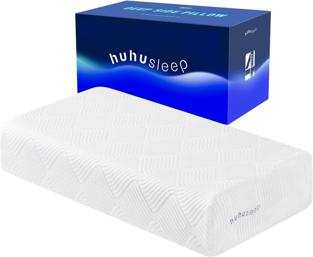 Cube Pillow for Side Sleeper with Firm Layer, Cooling Memory Foam Pillows with Two Side Four Types of Softness for Neck and Shoulder Pain, King or Queen 24"x12"x5"