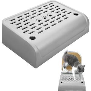 Cat Ramp for Litter Box Step, Plastic Automatic Litter Box Ramp Cat Steps Mat with Filter Function, Double Layered Self Cleaning Cats Stairs with Storage Space for Catcher (Grey)
