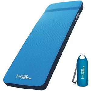 LOSTHORIZON Air & Foam Camping Mattress, Self-Inflating Sleeping Pad, 3" Thick, with Pump Sack, Single