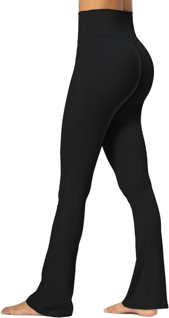 Sunzel Sunzfly No Front Seam Mini Flare Leggings for Women, Invisible Butt Scrunch Flared Yoga Pants with Tummy Control (Large, Black)
