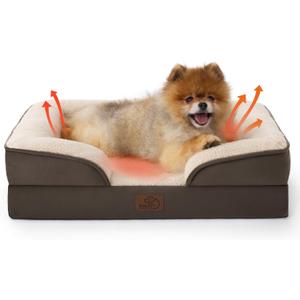 Bedsure Self Warming Orthopedic Dogs Bed for Small Dogs - Washable Small Dog Bed Waterproof, Comfort Pet Couch with Removable Cover, Pets Sofa with Nonskid Bottom, Brown, Non-Electric (24"L x 18"W x 6"Th)