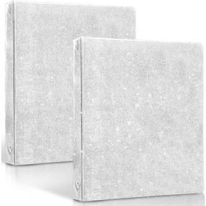 2 Pcs 3 Ring Binder 1 Inch Binder Organizer (10'' x 11.6'') Holds 8.5 x 11 Letter Size 300 Pages,Glitter Pink Binders for Office Supplies Planning Silvery (Silvery)