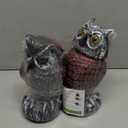 Hedoc 2 Pack Fake Owl Decoys to Scare Birds Away, Rotating Head Bird Deterrents, Nature Enemy Scarecrow Plastic Statues, Pest Repellent for Gardens and Patios (10+11 Inch)