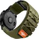 Bandletic Tactical Nylon Compatible with Garmin Fenix 7X 6X 5X Watch Band - 26mm Quick Fit Rugged Strap for Fenix 8 51mm/7X 6X Pro/5X Plus/3/3 HR/Instinct 2X Solar 3 50mm /Enduro/Quatix/Tactix/Epix, Army Green, Size: 26mm - Medium (175-190mm)