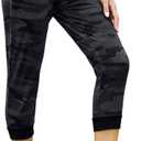 SPECIALMAGIC Women's Sweatpants Capri Pants Cropped Jogger Running Pants Lounge Loose Fit Drawstring Waist with Side Pockets (X-Large, Camo Black)