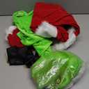 6PCS Green Monster Costume for Men, Adult Santa Costume with Mask, Coat, Belt, Gloves, Pants Small