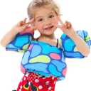 Double Couple Toddler Swim Vest with Sleeves Cartoon Adjustable Strap Swimming Jacket Pool Floaties for Kids 20-50 Pounds Boys and Girls Child