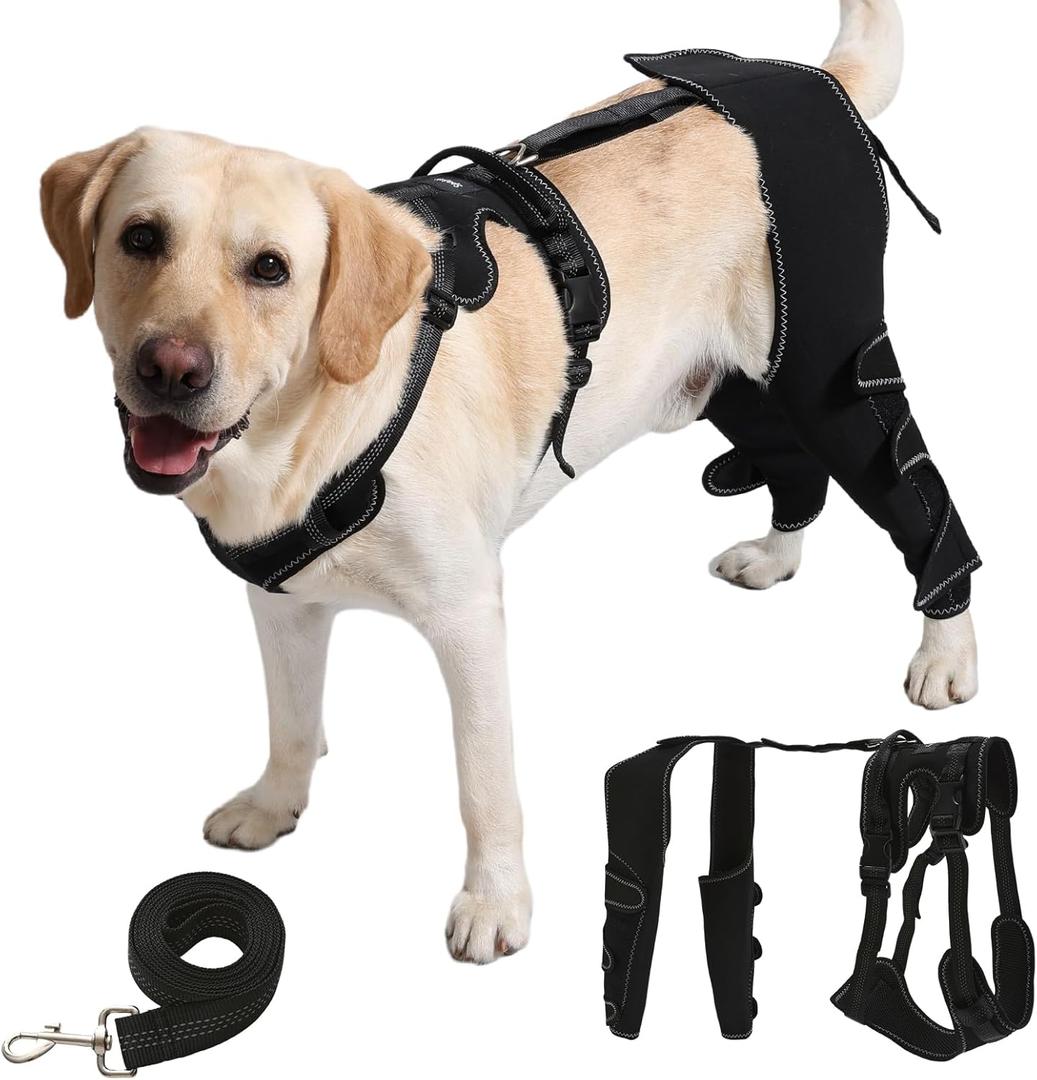 Dog Knee Brace with Adjustable Support Acl Hind Leg for Support with Cruciate Ligament Injury, Luxating Patella,Arthritis,Dog Acl Knee Brace with Dog Chest Harness (Black03), M
