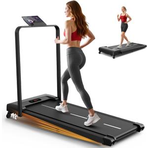ANCHEER Treadmill with Handles, 3.0 HP Foldable Walking pad with 12% Incline, 320 lbs Capacity-Portable Under Desk Folding Treadmills for Home Small with Widened Belt/Remote Control (Classic Black)