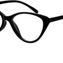 oriopxic Cat Eye Distance Glasses Womens Retro Nearsighted Myopia Glasses (Black)