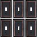 Oil Rubbed Bronze Light Switch Cover Plate, Decorative Metal Aged Bronze Switch Plates Outlet Cover, Light Switch Cover Plate, 1-Gang Wall Plates (Single Toggle, 6 Pack)