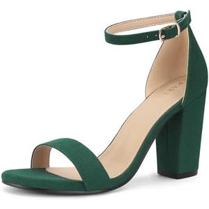 PARTY Women's Chunky Block Heels Open Toe Ankle Strap 3 Inch Heeled Sandals Comfortable for Wedding and Prom, Size 7