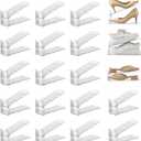 20 Pack Shoe Slots Organizer Adjustable Level Shoe Stacker Holder Storage Space Saving Sneakers Display Tray Rack for Closet (Transparent, 20 Pack)