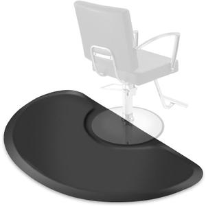 Saloniture 3 ft. x 5 ft. Salon & Barber Shop Chair Anti-Fatigue Floor Mat - Black Semi Circle - 7/8 in. Thick