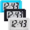 Frienda 3 Pieces Mini Digital Clock Small Digital Clock Stick on Battery Operated Self Adhesive Bracket for Car Dashboard Fridge (White,Black,Blue)