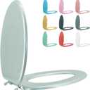 Elongated Toilet Seat Wood Toilet Seat Prevent Shifting with Zinc Alloy Hinges American Standard Size Toilet Seat Easy to Install also Easy to Clean(Elongated,Sparkling Classical Silver)