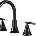 Fransiton Bathroom Sink Faucet 3 Hole, Oil Rubbed Bronze Bathroom Vanity Faucet for Lavatory Sink with Pop-Up Drain, 8 Inch Widespread, 2 Handle Basin
