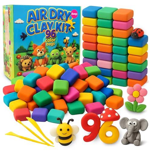 Air Dry Clay Kit 96 Colors for Kids, Lightweight and Non-Sticky Modeling Clay with Sculpting Tools and Storage Bags, DIY Arts and Crafts Gift for Boys and Girls Ages 3+