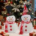 Cllayees 2 Pack 16 Inch Christmas Plush Snowman Doll Tabletop Decorations, Christmas Snowman Ornaments for Home Kitchen Xmas Holiday Party Decor