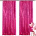 Fuchsia Sequin Backdrop Curtain 2 Pieces 2FTx8FT Glitter Photography Backdrop for Party Wedding Birthday Christmas Decorations