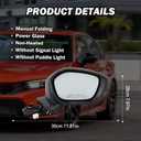 Right Passenger Side Mirror Compatible With 2022 2023 2024 2025 Honda Civic Sedan/Hatchback,Mirrors with P`ower Glass,Non-Heated,Manual Folding Black Replaces# HO1321350 76208T20A01