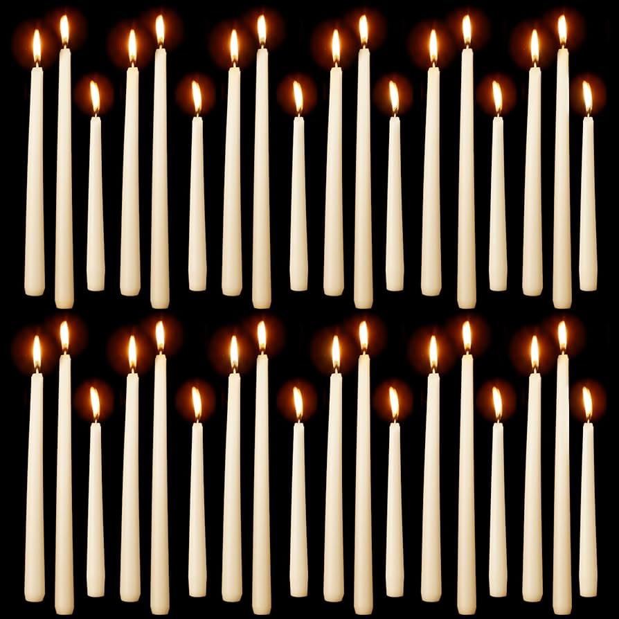 MTLEE Taper Candles 8/10/12 Multi Height Unscented Taper Candles 8 Burn Hours for Dinner Decorative Home Decoration Fall Thanksgiving Wedding Party Candlesticks(Beige, 36)