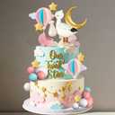 Gender Reveal Cake Topper Storks Cake Decorations Cloud Star Moon Hot Air Balloon Pink Blue Balls for Birthday Gender Reveal