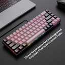 65% Wired Gaming Keyboard, LED Backlit, Ultra-Compact Anti-Ghosting No-Conflict 68 Keys Membrane Gaming Wired Keyboard for PC Laptop Windows Gamer(Pink-Black)