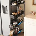 UMDONX Slim Storage Cart 4 Tier with Pull Out Basket Bathroom Organizer Rolling cart, Rolling Utility Cart Slide Out Organizer for Kitchen, Bathroom, Laundry Black