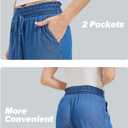 KYAL Womens Summer Palazzo Pants High Waist Wide Leg Lounge Trousers Lightweight Drawstring Elastic Waist Loose (X-Small, Kyal-20240051-denim)