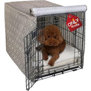Explore Land Pattern Dog Crate Cover for 42 Inches Wire Cage, Heavy-Duty Polyester 1 2 3 Doors Standard Metal Pet Kennel Enclosure (Vintage Violet) (Brown)