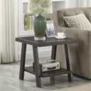 Roundhill Furniture Athens Contemporary Wood Shelf End Table, Weathered Espresso