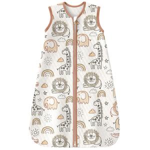 Yoofoss Baby Sleep Sack 6-12 Months 1.0 Tog Sleep Sack Organic Cotton Wearable Blanket for Infants 2-Way Zipper Quilted Sleeping Sacks(Medium) (Brown Giraffe)
